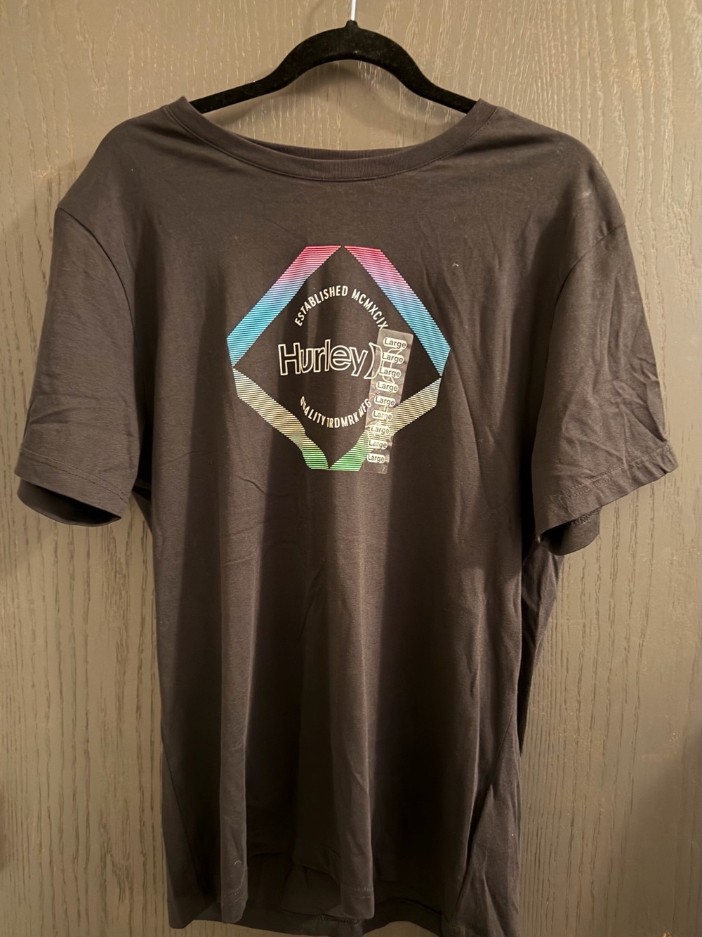 Hurley Black Short-Sleeve Tee with Multicolor Hex Logo